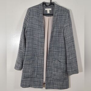 H&M Women's Gray and White Patterned Blazer